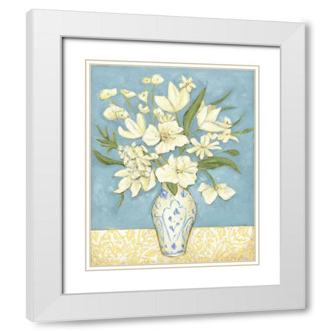 Springtime Bouquet I White Modern Wood Framed Art Print with Double Matting by Zarris, Chariklia