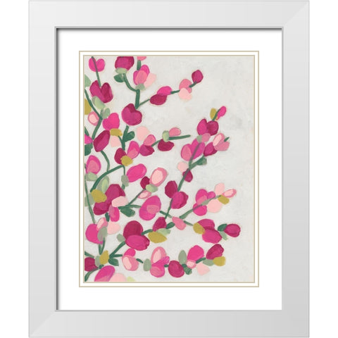 Spring Pinks II White Modern Wood Framed Art Print with Double Matting by Vess, June Erica