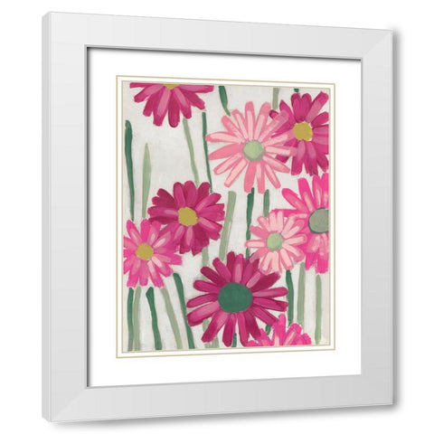 Spring Pinks IV White Modern Wood Framed Art Print with Double Matting by Vess, June Erica