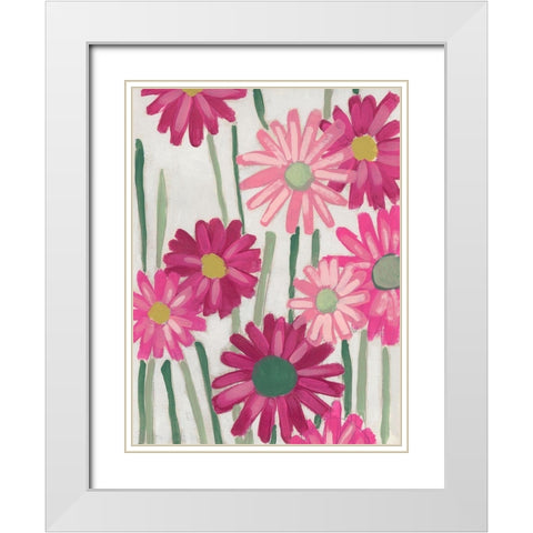 Spring Pinks IV White Modern Wood Framed Art Print with Double Matting by Vess, June Erica