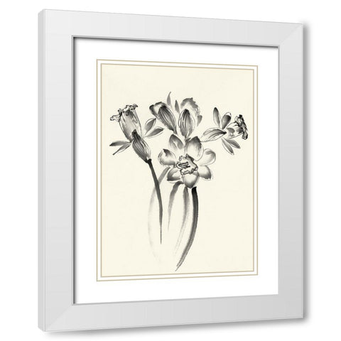 Ink Wash Floral I - Daffodils White Modern Wood Framed Art Print with Double Matting by Rae, Nan