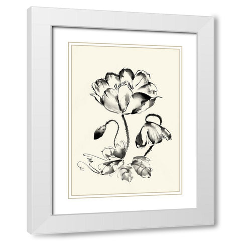 Ink Wash Floral IV - Poppy White Modern Wood Framed Art Print with Double Matting by Rae, Nan