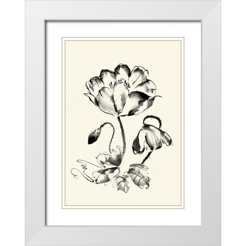 Ink Wash Floral IV - Poppy White Modern Wood Framed Art Print with Double Matting by Rae, Nan