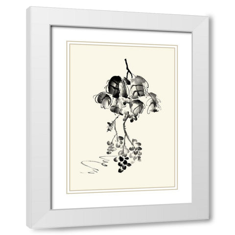 Ink Wash Floral V - Grapes White Modern Wood Framed Art Print with Double Matting by Rae, Nan