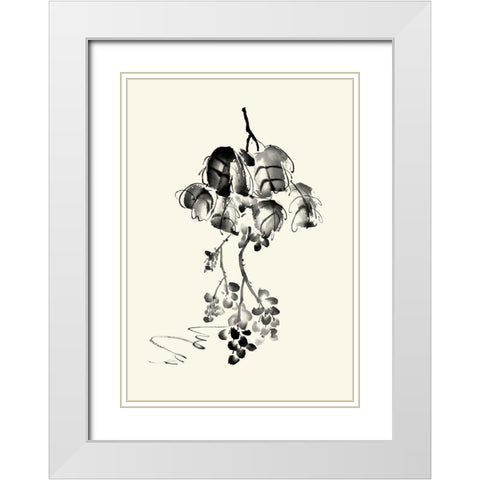 Ink Wash Floral V - Grapes White Modern Wood Framed Art Print with Double Matting by Rae, Nan
