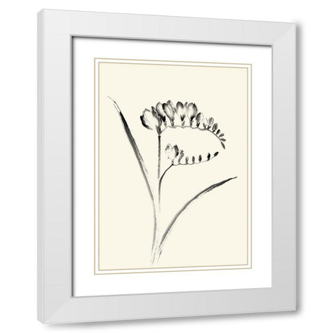 Ink Wash Floral VI - Freesia White Modern Wood Framed Art Print with Double Matting by Rae, Nan