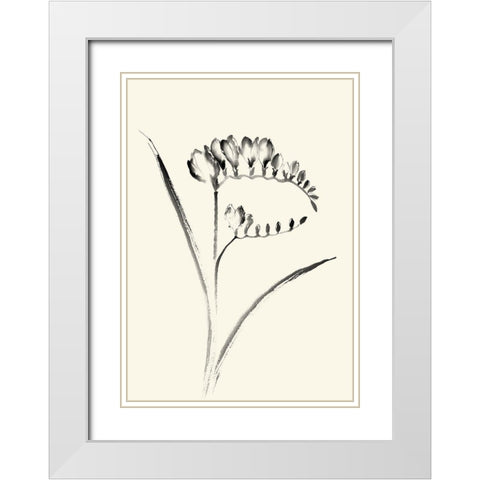Ink Wash Floral VI - Freesia White Modern Wood Framed Art Print with Double Matting by Rae, Nan