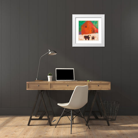 Baraboo Barn White Modern Wood Framed Art Print with Double Matting by Jachimiec, Sue