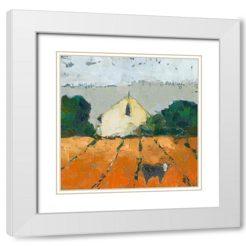 Lengers Barn White Modern Wood Framed Art Print with Double Matting by Jachimiec, Sue