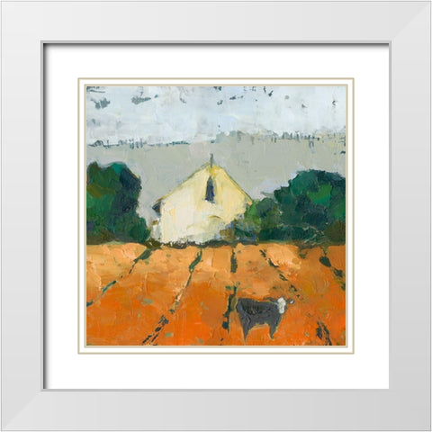 Lengers Barn White Modern Wood Framed Art Print with Double Matting by Jachimiec, Sue