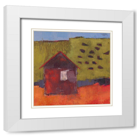 Oosburg Barn White Modern Wood Framed Art Print with Double Matting by Jachimiec, Sue