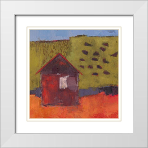 Oosburg Barn White Modern Wood Framed Art Print with Double Matting by Jachimiec, Sue
