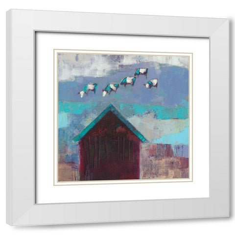 Cow Cloud Barn White Modern Wood Framed Art Print with Double Matting by Jachimiec, Sue