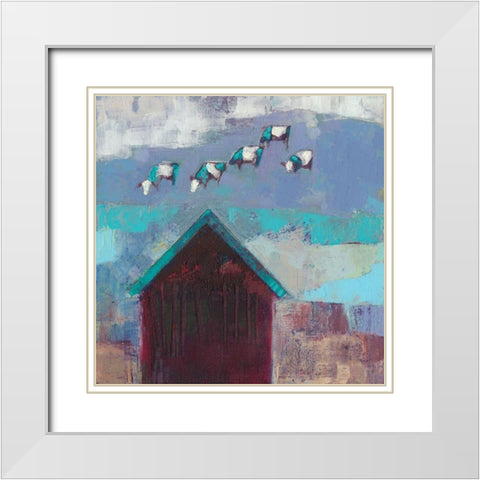 Cow Cloud Barn White Modern Wood Framed Art Print with Double Matting by Jachimiec, Sue
