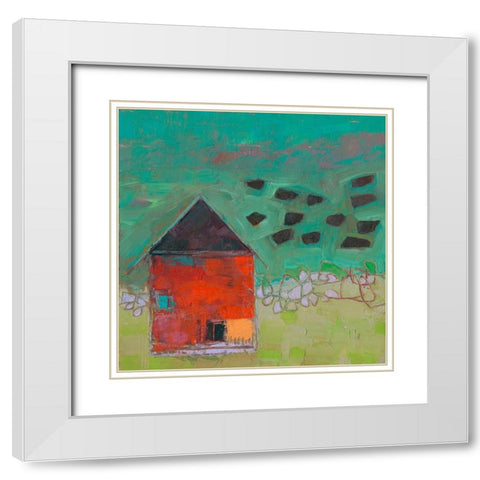 Pecatonica Barn White Modern Wood Framed Art Print with Double Matting by Jachimiec, Sue