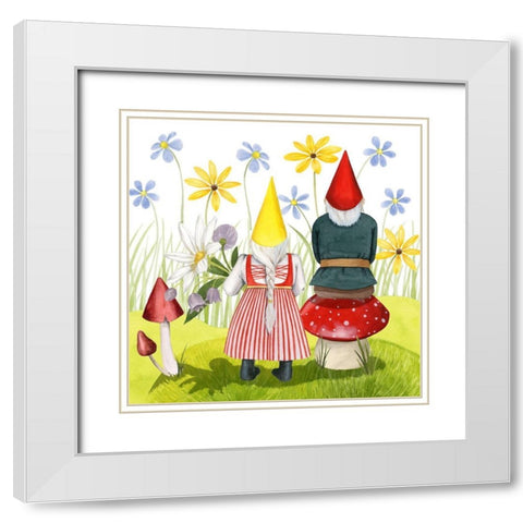 Gnome Neighbors III White Modern Wood Framed Art Print with Double Matting by Popp, Grace