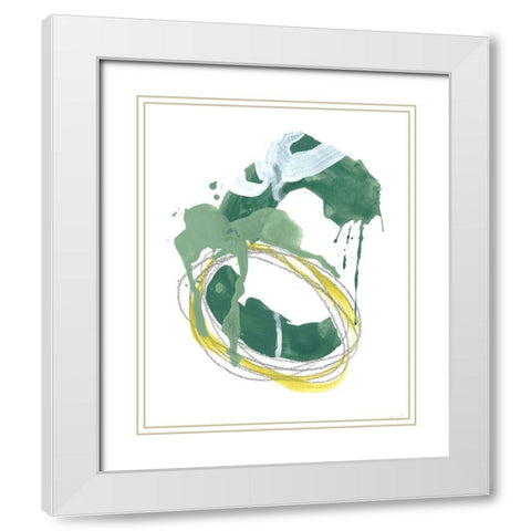 Green Discus I White Modern Wood Framed Art Print with Double Matting by Vess, June Erica