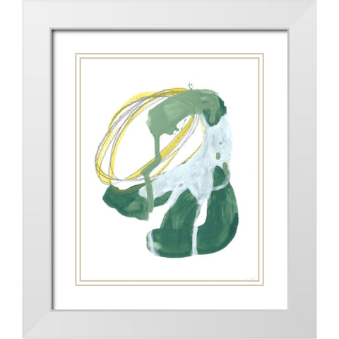 Green Discus II White Modern Wood Framed Art Print with Double Matting by Vess, June Erica