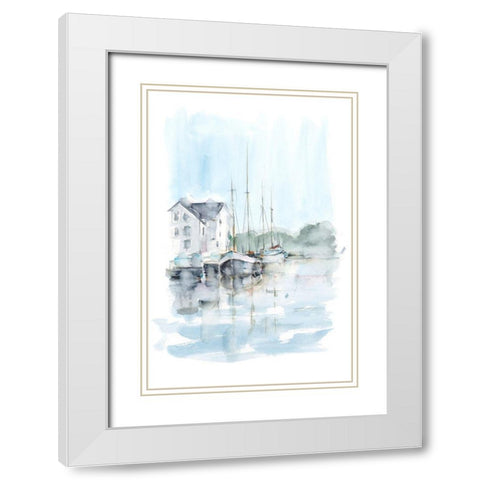 New England Port I White Modern Wood Framed Art Print with Double Matting by Harper, Ethan