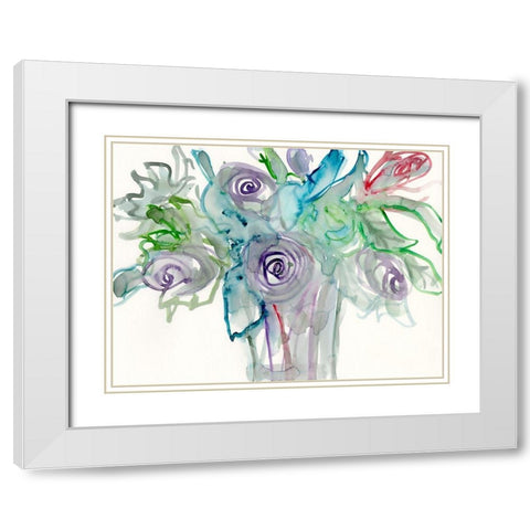Floral Accent II White Modern Wood Framed Art Print with Double Matting by Dixon, Samuel