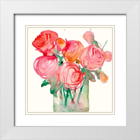Cottage Roses I White Modern Wood Framed Art Print with Double Matting by Dixon, Samuel