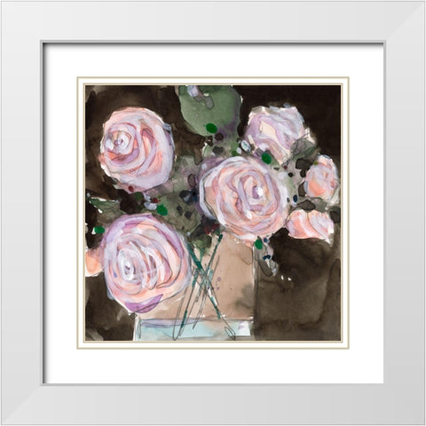 Rose Clippings I White Modern Wood Framed Art Print with Double Matting by Dixon, Samuel
