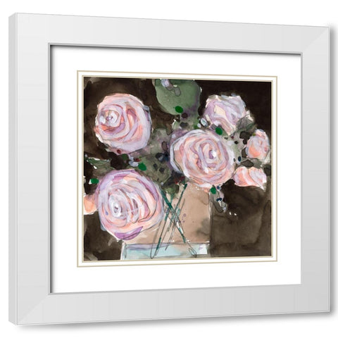 Rose Clippings I White Modern Wood Framed Art Print with Double Matting by Dixon, Samuel