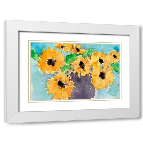 Sunflower Moment I White Modern Wood Framed Art Print with Double Matting by Dixon, Samuel