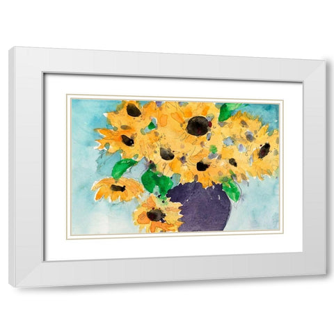 Sunflower Moment II White Modern Wood Framed Art Print with Double Matting by Dixon, Samuel