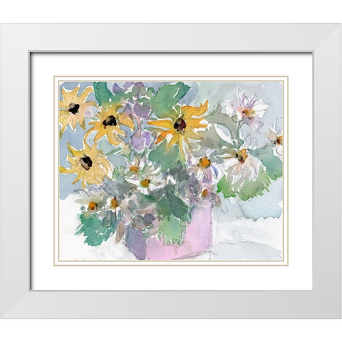 Daisies and Black Eyed Susans II White Modern Wood Framed Art Print with Double Matting by Dixon, Samuel