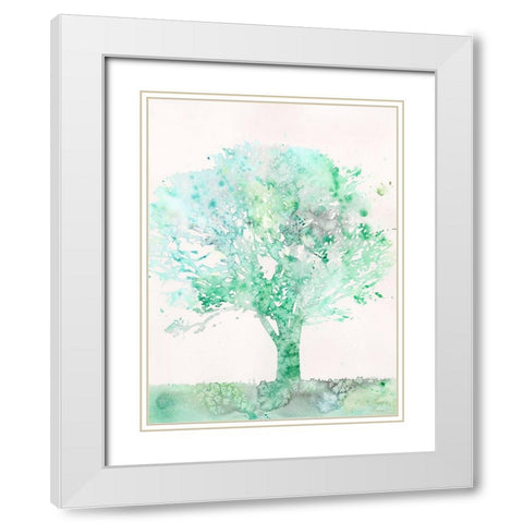 Aquamarine Tree II White Modern Wood Framed Art Print with Double Matting by Meagher, Megan