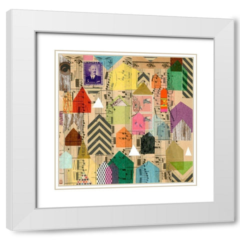 Stamped Houses II White Modern Wood Framed Art Print with Double Matting by Galapon, Nikki