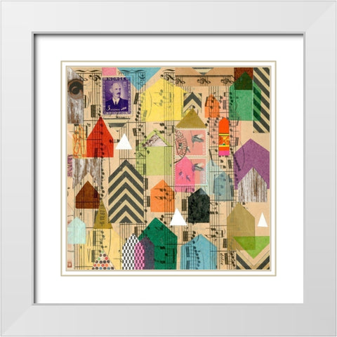 Stamped Houses II White Modern Wood Framed Art Print with Double Matting by Galapon, Nikki