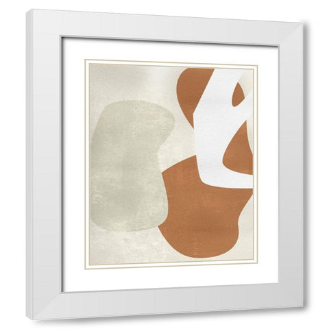 Beige Structure I White Modern Wood Framed Art Print with Double Matting by Wang, Melissa