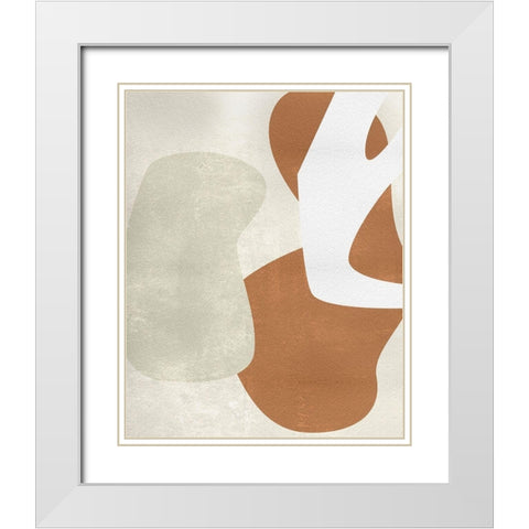 Beige Structure I White Modern Wood Framed Art Print with Double Matting by Wang, Melissa