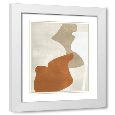 Beige Structure III White Modern Wood Framed Art Print with Double Matting by Wang, Melissa