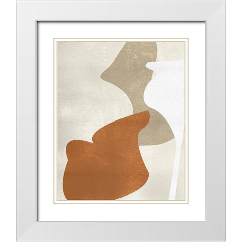 Beige Structure III White Modern Wood Framed Art Print with Double Matting by Wang, Melissa