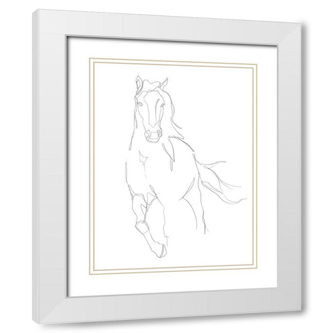 Horse Contour II White Modern Wood Framed Art Print with Double Matting by Harper, Ethan