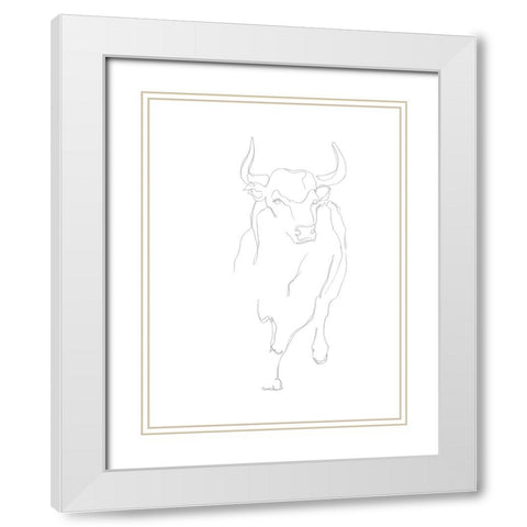 Bull Contour I White Modern Wood Framed Art Print with Double Matting by Harper, Ethan