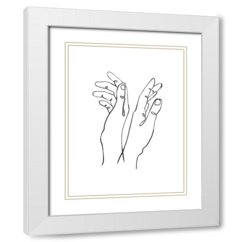 Hand Gestures II White Modern Wood Framed Art Print with Double Matting by Scarvey, Emma