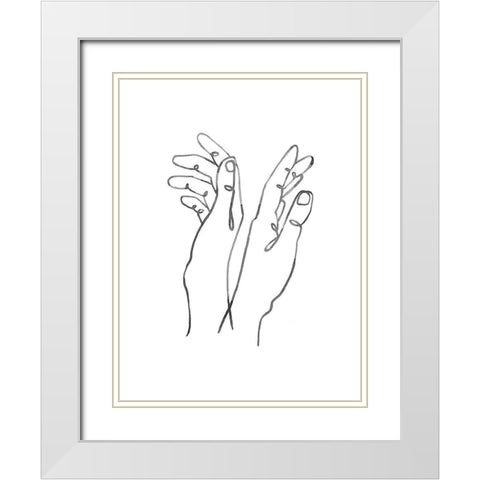 Hand Gestures II White Modern Wood Framed Art Print with Double Matting by Scarvey, Emma
