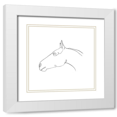 Equine Pencil Contour I White Modern Wood Framed Art Print with Double Matting by Scarvey, Emma