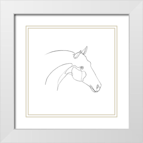 Equine Pencil Contour II White Modern Wood Framed Art Print with Double Matting by Scarvey, Emma