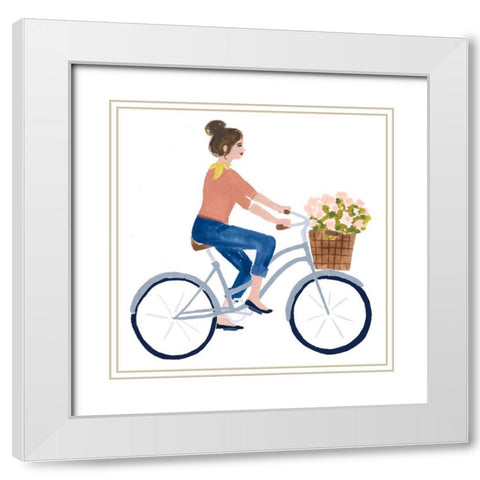 Bonheur III White Modern Wood Framed Art Print with Double Matting by Borges, Victoria