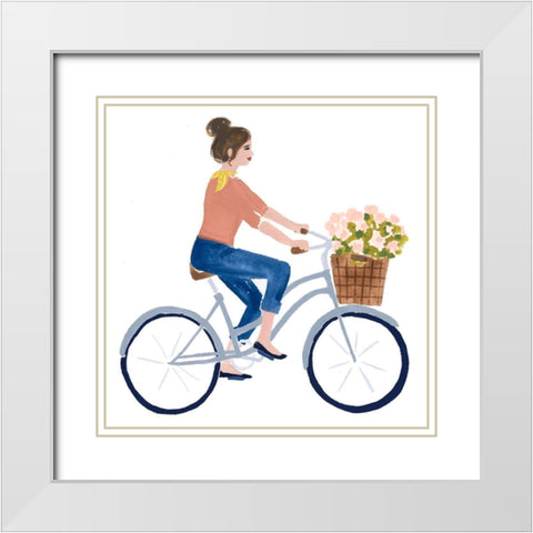 Bonheur III White Modern Wood Framed Art Print with Double Matting by Borges, Victoria