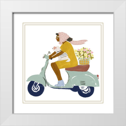 Bonheur IV White Modern Wood Framed Art Print with Double Matting by Borges, Victoria