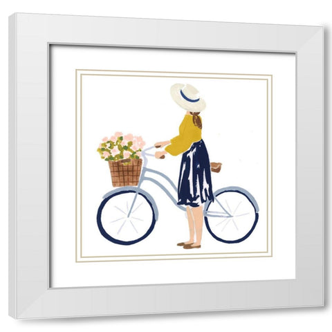 Bonheur V White Modern Wood Framed Art Print with Double Matting by Borges, Victoria