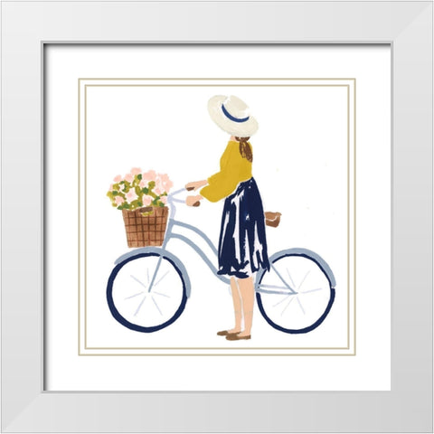 Bonheur V White Modern Wood Framed Art Print with Double Matting by Borges, Victoria