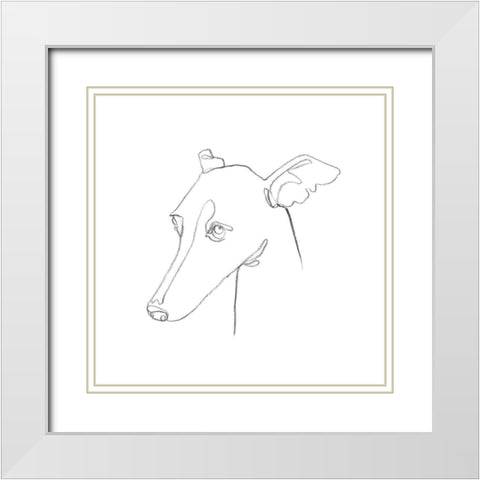 Greyhound Pencil Portrait I White Modern Wood Framed Art Print with Double Matting by Scarvey, Emma