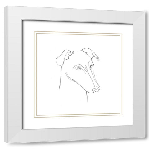 Greyhound Pencil Portrait II White Modern Wood Framed Art Print with Double Matting by Scarvey, Emma